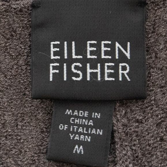 Eileen Fisher Brown 100% Wool Crepe Knit Lightweight Sweater Size Medium - Picture 5 of 8